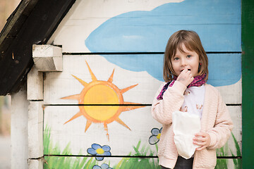 Image showing cute little girl  having fun in playground