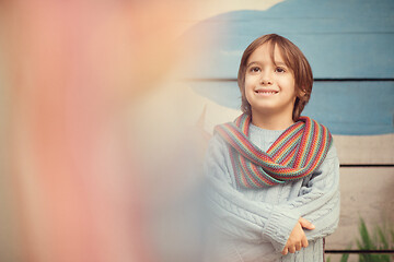 Image showing cute little boy having fun in playground