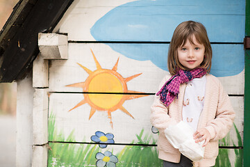 Image showing cute little girl  having fun in playground