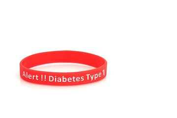 Image showing Diabetes Type 1 Alert Wristband in Red