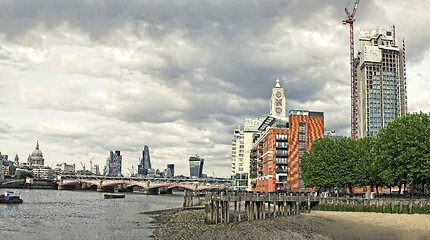 Image showing Skyline of City of London with Blackfriars Bridge