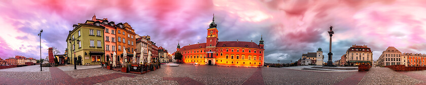 Image showing Warsaw Royal Castle Square sunrise skyline, Poland