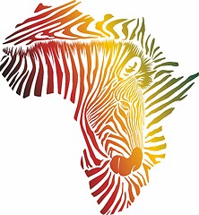 Image showing Color map of Africa made of zebra head and skin