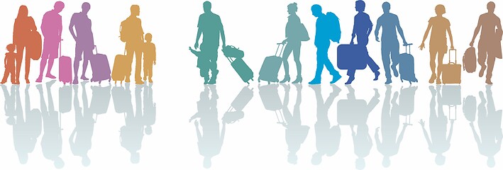 Image showing Group of tourists with luggage