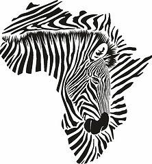 Image showing Map of Africa made of zebra head and skin