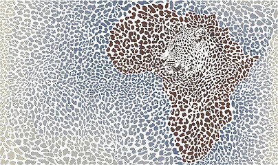 Image showing Pattern of leopard head and fur on Africa map