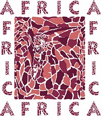 Image showing Stylized texture of a giraffe head, skin and text