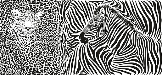 Image showing Wild animal background - template with leopard and zebra motif