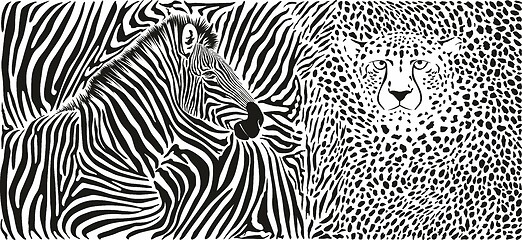 Image showing Wild animal background - template with zebra and cheetah motif