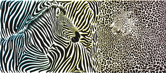 Image showing Wild animal background - template with zebra and leopard motif