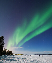 Image showing Aurora Borealis over Inari in Finland