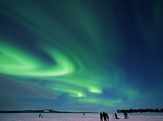 Image showing Aurora over Lake Inari