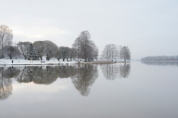 Image showing park on the shore of Lake Tuusula at the beginning of winter in 