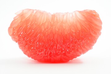 Image showing juicy red grapefruit slice on a white 