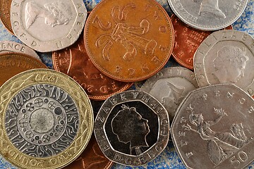 Image showing many british coins of different denominations