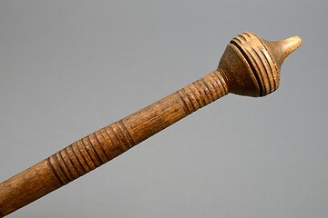 Image showing vintage wooden spindle on gray background