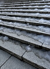 Image showing stone staircase covered with ice in the city