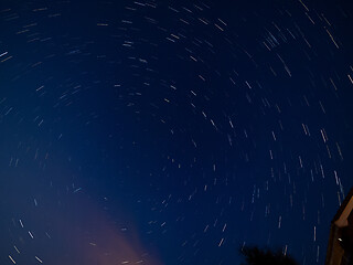 Image showing Star Trails with Cloud and Meteors