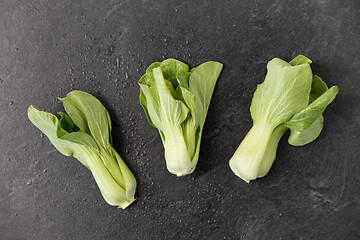 Image showing close up of bok choy cabbage on slate background