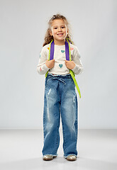 Image showing happy little girl with school backpack