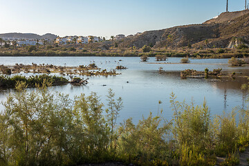 Image showing Panoramic evening view of Salar de los Canos