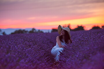 Image showing woman portrait in lavender flower fiel