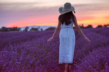 Image showing woman portrait in lavender flower fiel