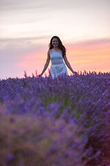 Image showing woman portrait in lavender flower fiel