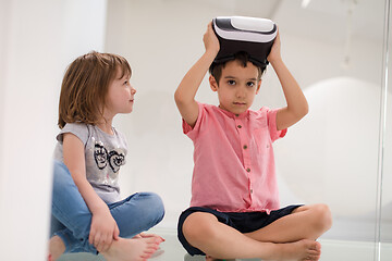 Image showing kids using virtual reality headsets at home