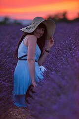 Image showing woman portrait in lavender flower fiel