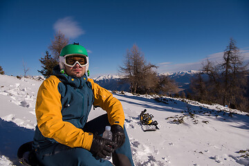 Image showing snowboarder portrait