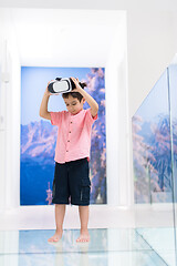Image showing kid at home wearing vr glasses