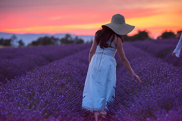 Image showing woman portrait in lavender flower fiel