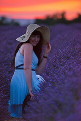 Image showing woman portrait in lavender flower fiel