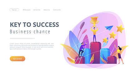 Image showing Key to success concept landing page.