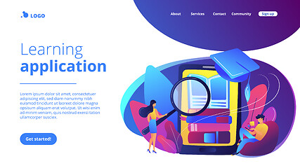 Image showing Mobile learning concept landing page.