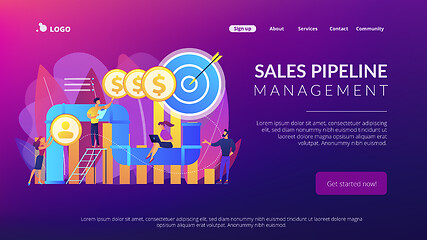 Image showing Sales pipeline management concept landing page.