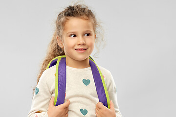 Image showing happy little girl with school backpack