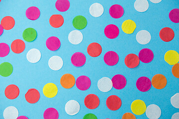 Image showing colorful confetti decoration on blue background