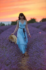 Image showing woman portrait in lavender flower fiel