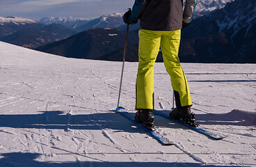 Image showing group of happy people having fun on snow