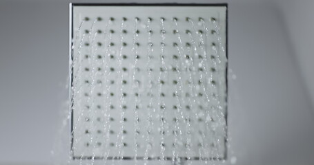 Image showing Water flowing from shower head 120 fps slow motion closeup footage