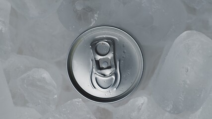 Image showing Aluminum Soda Tin Can Rotating in cool Ice motion footage