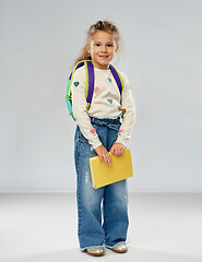 Image showing happy little girl with school backpack
