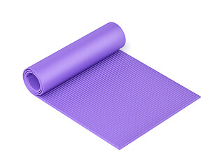 Image showing Purple half rolled yoga mat