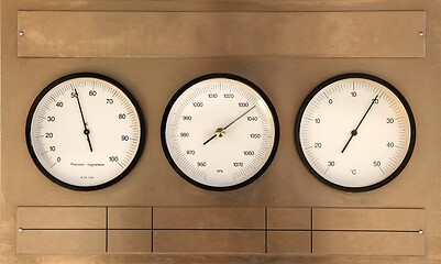 Image showing Weather Station Gauges on a wall