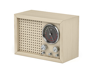 Image showing Wood retro radio