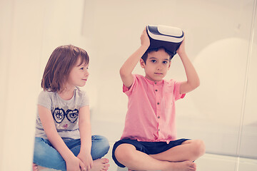 Image showing kids using virtual reality headsets at home