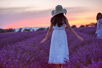 Image showing woman portrait in lavender flower fiel