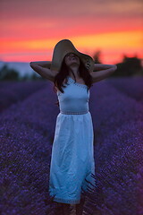 Image showing woman portrait in lavender flower fiel